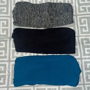 Athleta Teal, Black, Heather Gray Under Wraps Wide Headbands.